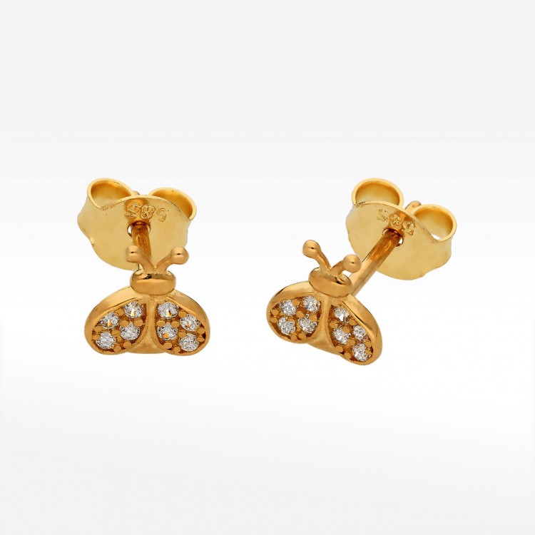 Kolczyki ze złota biedronki z cyrkoniami