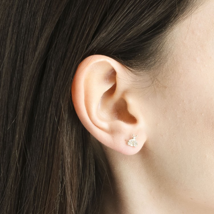 Kolczyki ze złota biedronki z cyrkoniami