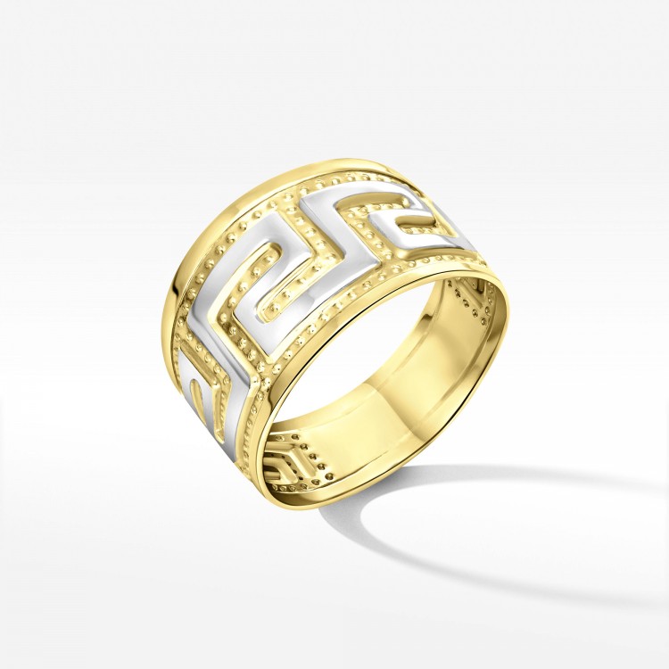 Pierścionek ze złota z wzorem greckim