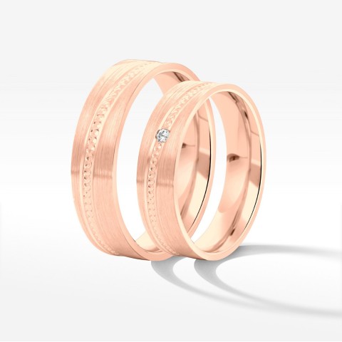 Obrączki ślubne z różowego złota 5mm płaskie