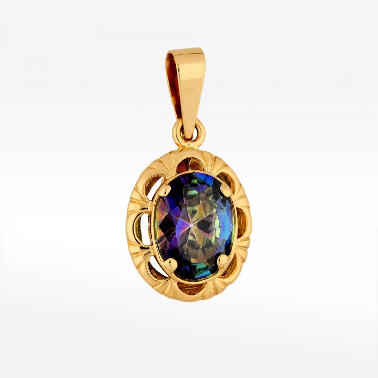 Zawieszka ze złota z niebieską cyrkonią