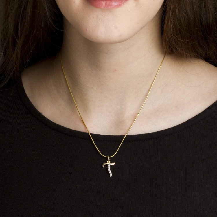 Zawieszka ze złota litera T