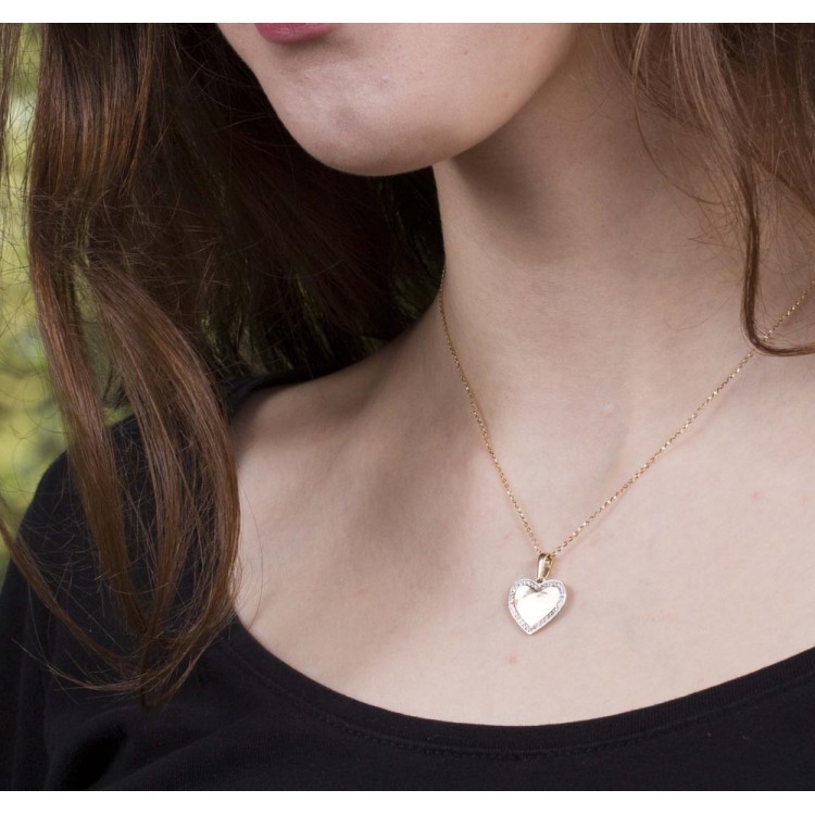 Zawieszka ze złota serce z cyrkoniami