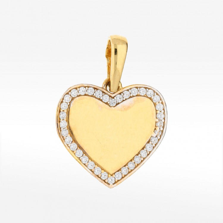 Zawieszka ze złota serce z cyrkoniami