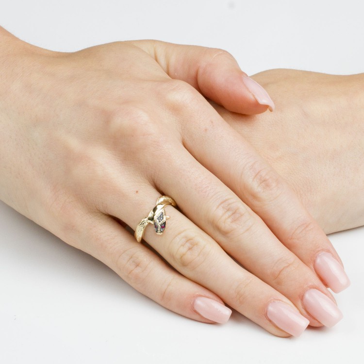 Pierścionek ze złota wąż