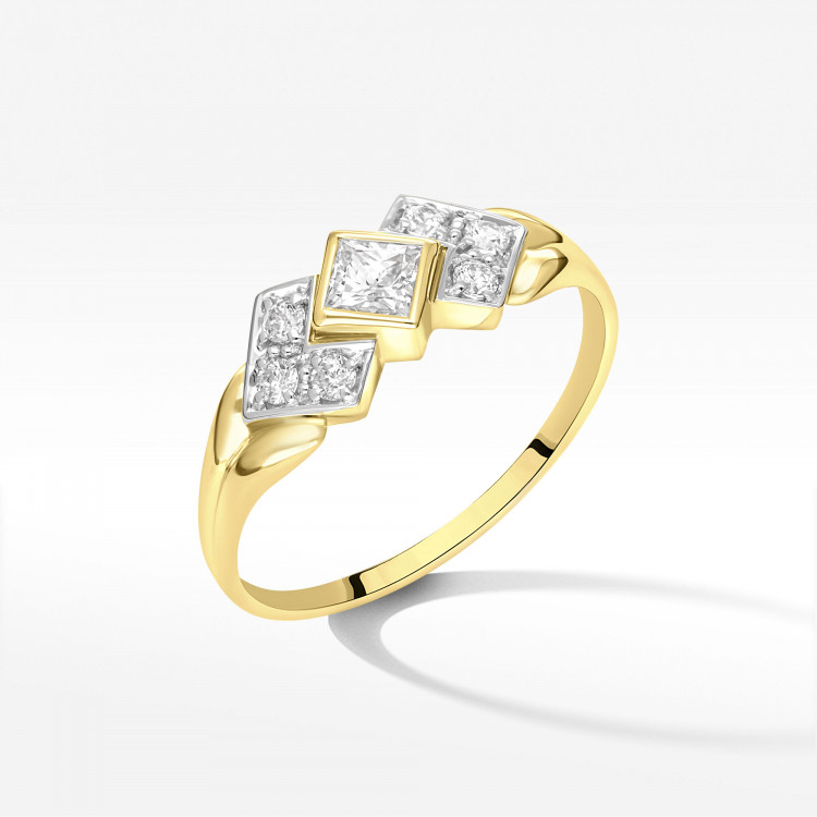 Pierścionek ze złota z cyrkoniami