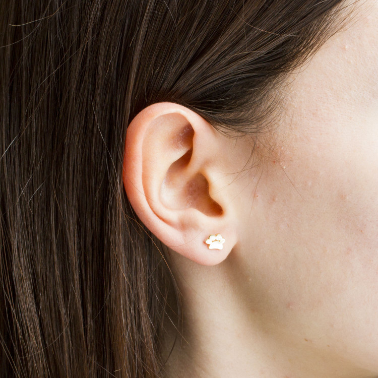 Kolczyki ze złota psia łapka