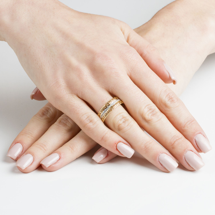 Pierścionek ze złota z wzorem greckim