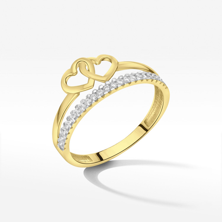 Pierscionek ze złota z sercami