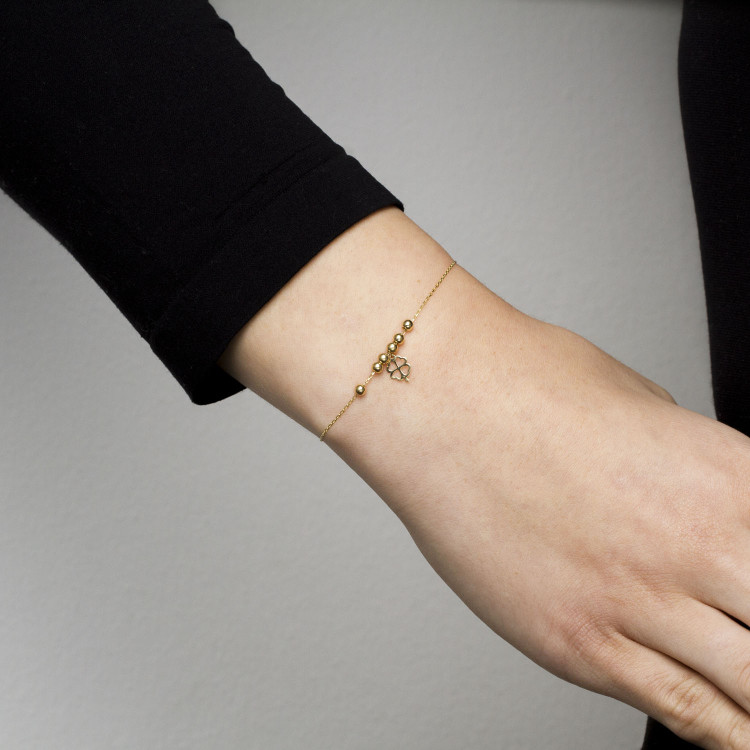 Złota bransoletka koniczyna