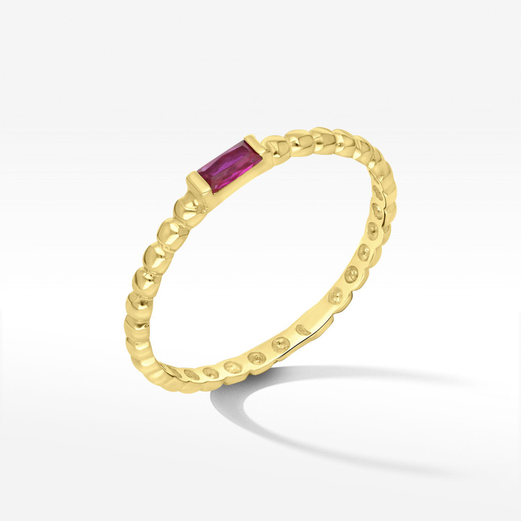 Pierścionek ze złota z różową cyrkonią