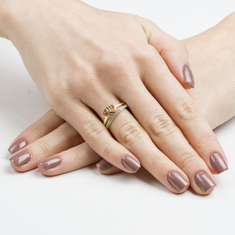 Pierscionek ze złota z sercami