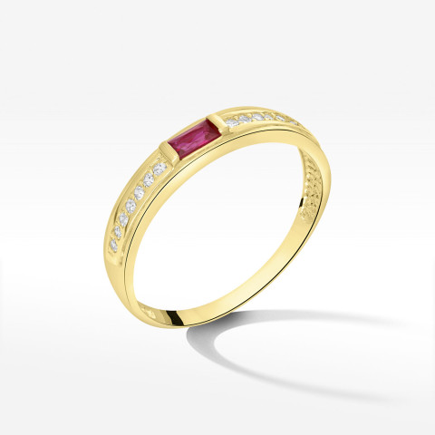 Pierścionek ze złota z różową cyrkonią