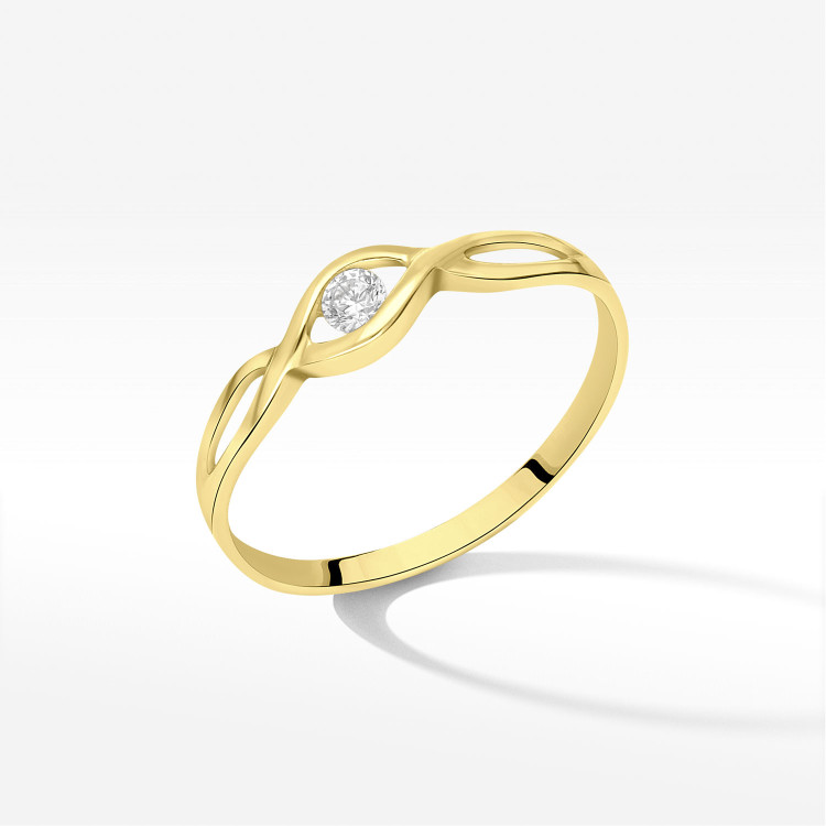 Pierścionek ze złota z cyrkonią