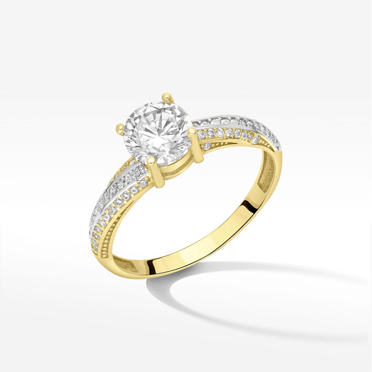 Pierścionek ze złota z cyrkoniami