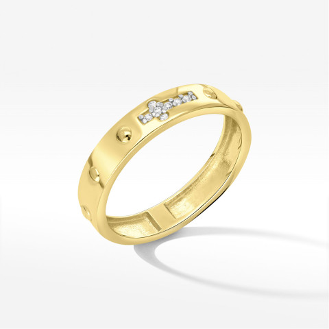 Pierścionek ze złota różaniec z krzyżykiem