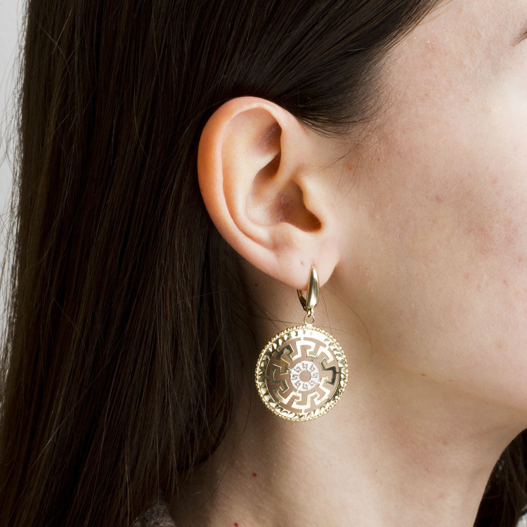 Kolczyki ze złota z wzorem greckim