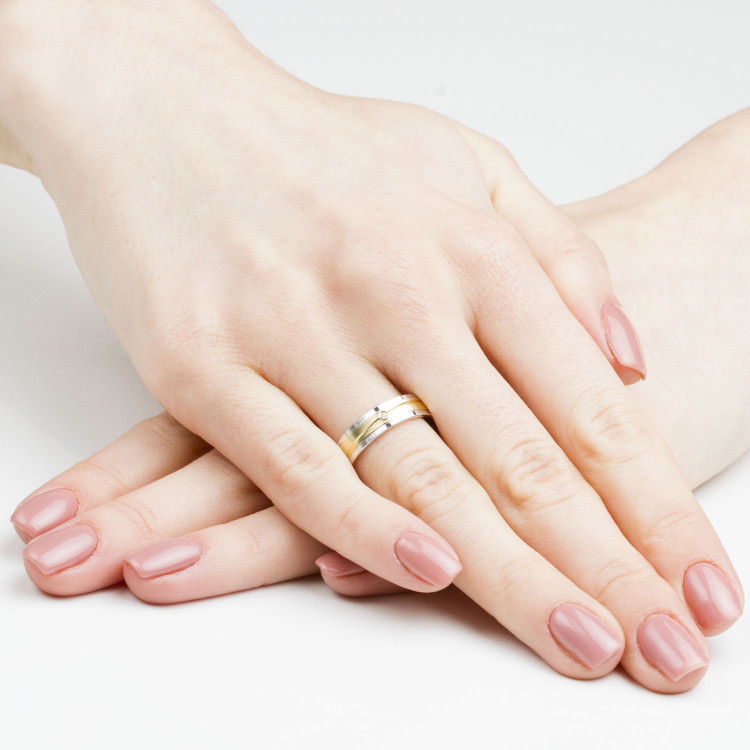 Obrączki ślubne z dwukolorowego złota 5mm płaskie