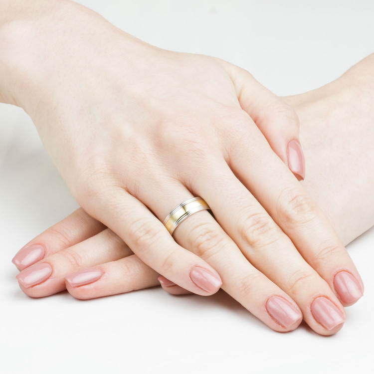 Obrączki ślubne z dwukolorowego złota 6mm półokrągłe