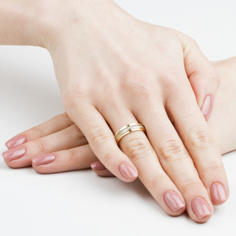 Obrączki ślubne z dwukolorowego złota 5mm półokrągłe