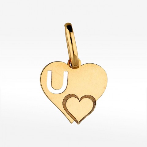 Złota literka U z serduszkiem