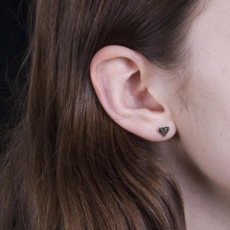 Kolczyki ze złota diament z czarnymi cyrkoniami