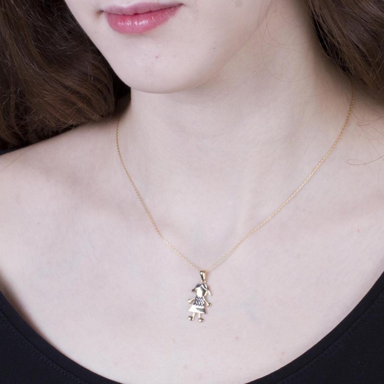 Złota zawieszka dziewczynka