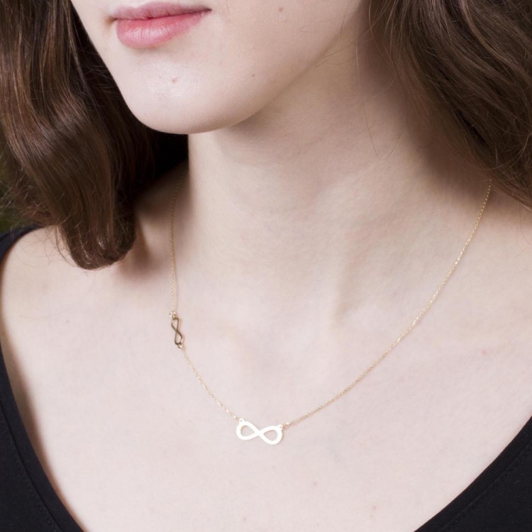 Naszyjnik ze złota z symbolami nieskończoności 42-45cm