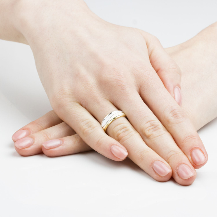 Obrączki ślubne z biał0-różówego złota 6mm płaskie