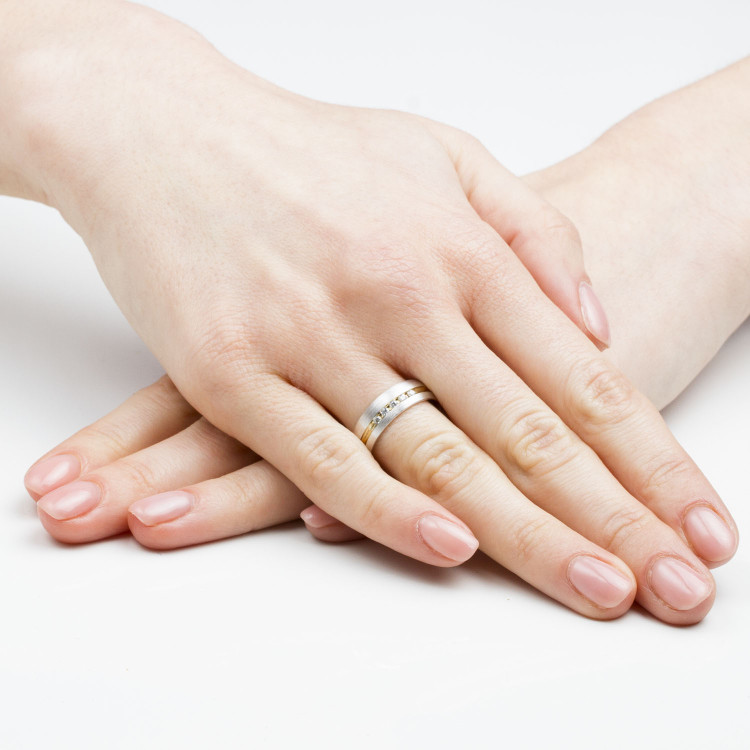 Obrączki ślubne z dwukolorowego złota 6mm półokrągłe