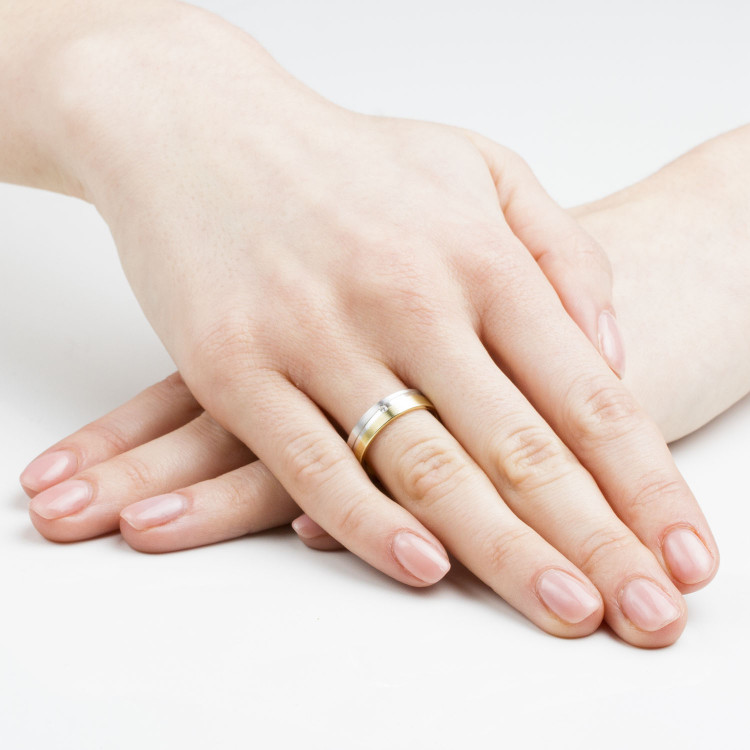 Obrączki ślubne z dwukolorowego złota 5mm płaskie