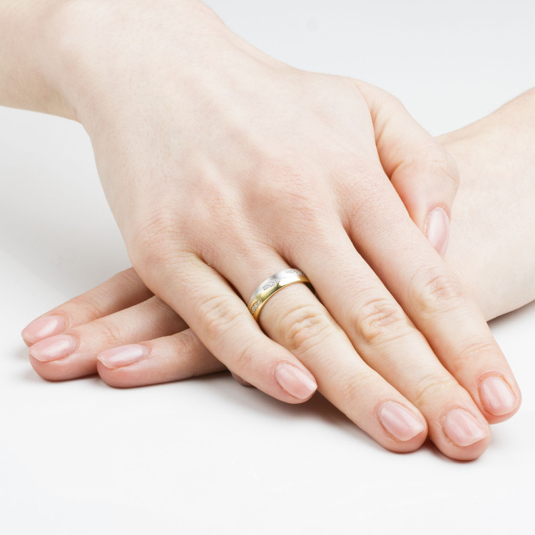 Obrączki ślubne z dwukolorowego złota 5mm półokrągłe