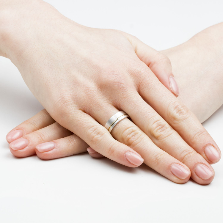 Obrączki z dwukolorowego złota 6mm płaskie