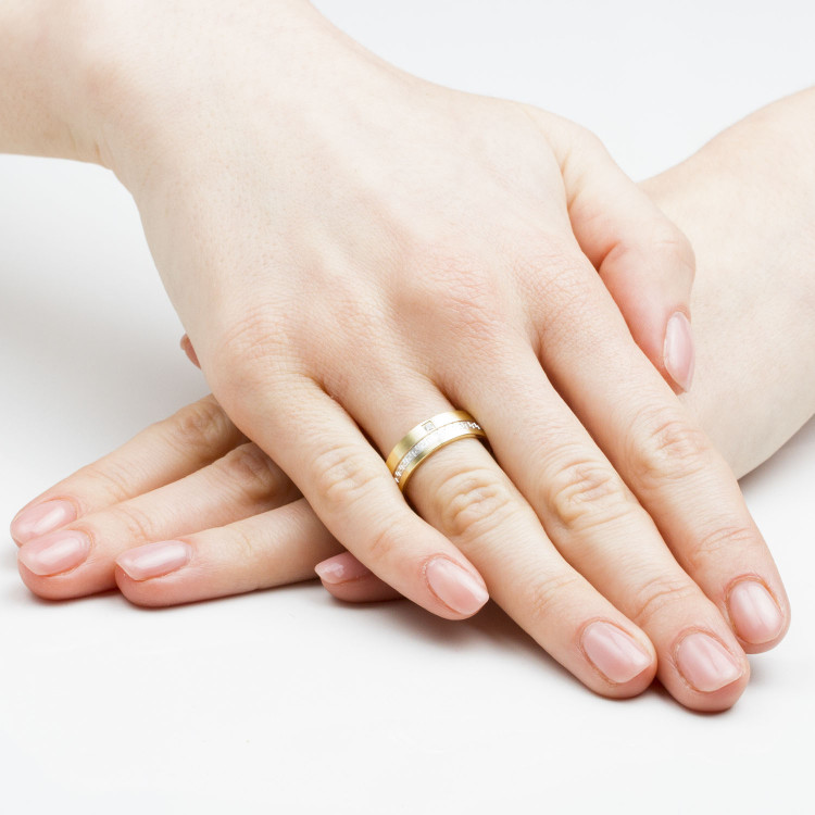 Obrączki ślubne z dwukolorowego złota 6mm płaskie