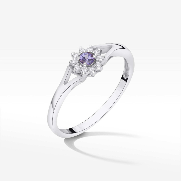 Złoty pierścionek zaręczynowy z tanzanitem