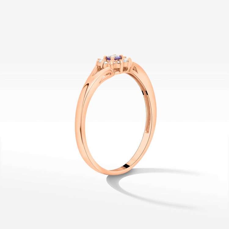 Złoty pierścionek zaręczynowy z tanzanitem