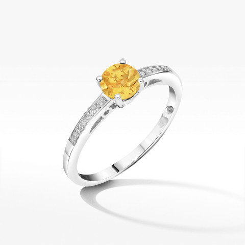 Pierścionek ze złota z cytrynem i diamentami