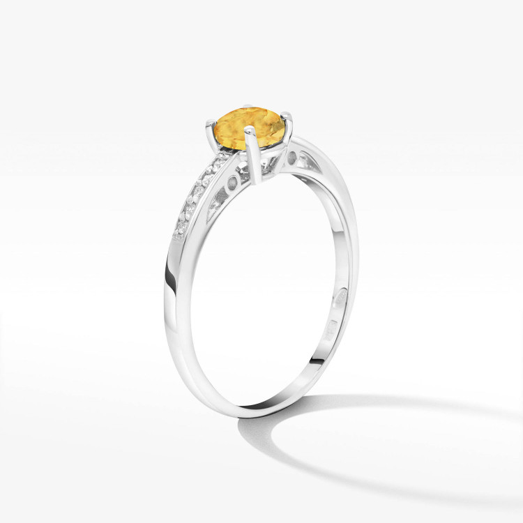 Pierścionek ze złota z cytrynem i diamentami