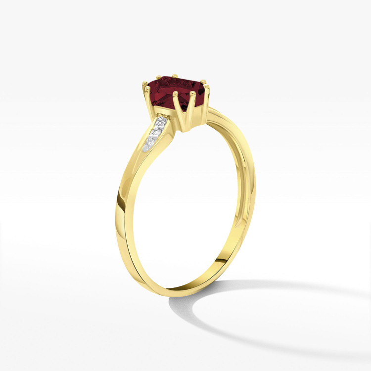 Pierścionek ze złota z granatem i diamentami