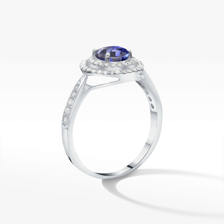 Pierścionek ze złota z szafirem i diamentami