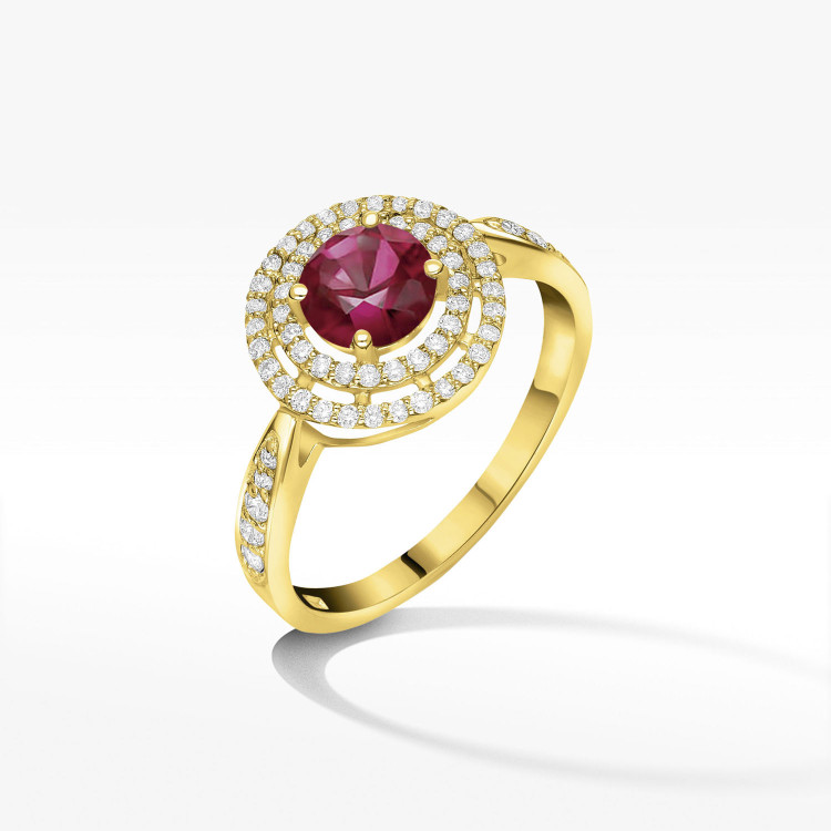 Pierścionek ze złota z rubinem i diamentami