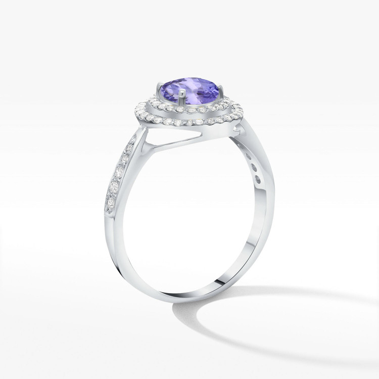 Pierścionek ze złota z tanzanitem i diamentami