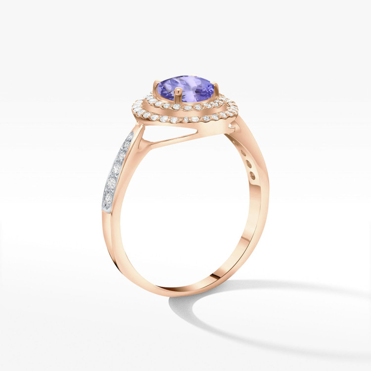 Pierścionek ze złota z tanzanitem i diamentami