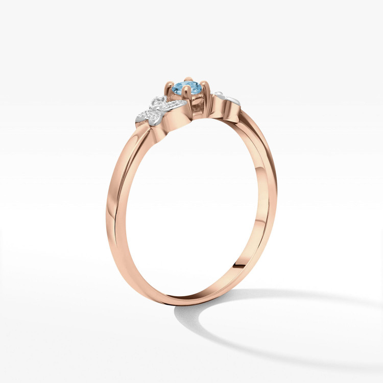 Pierścionek ze złota z topazem i diamentami