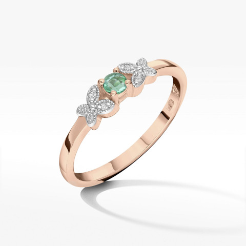 Pierścionek ze złota ze szmaragdem i diamentami