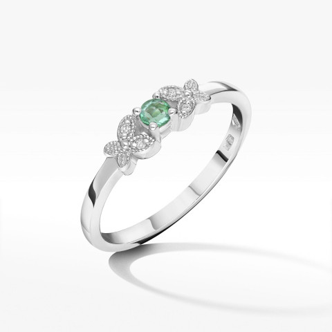 Pierścionek ze złota ze szmaragdem i diamentami