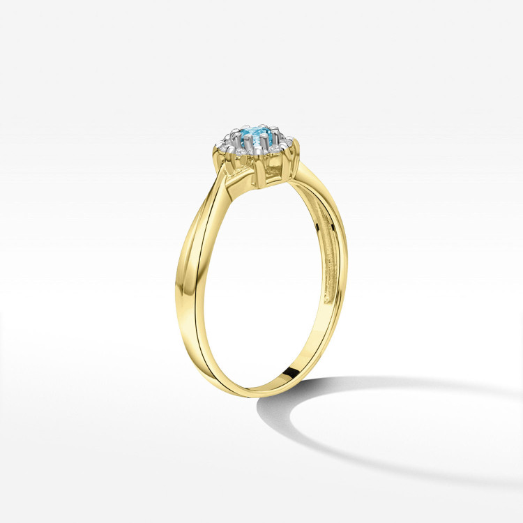 Pierścionek ze złota z topazem i diamentami