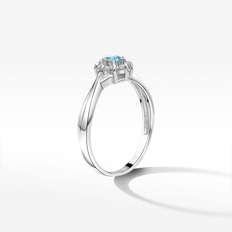 Pierścionek ze złota z topazem i diamentami