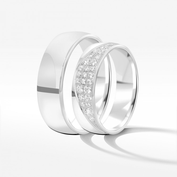 Obrączki ślubne z białego złota 5.5mm półokrągłe