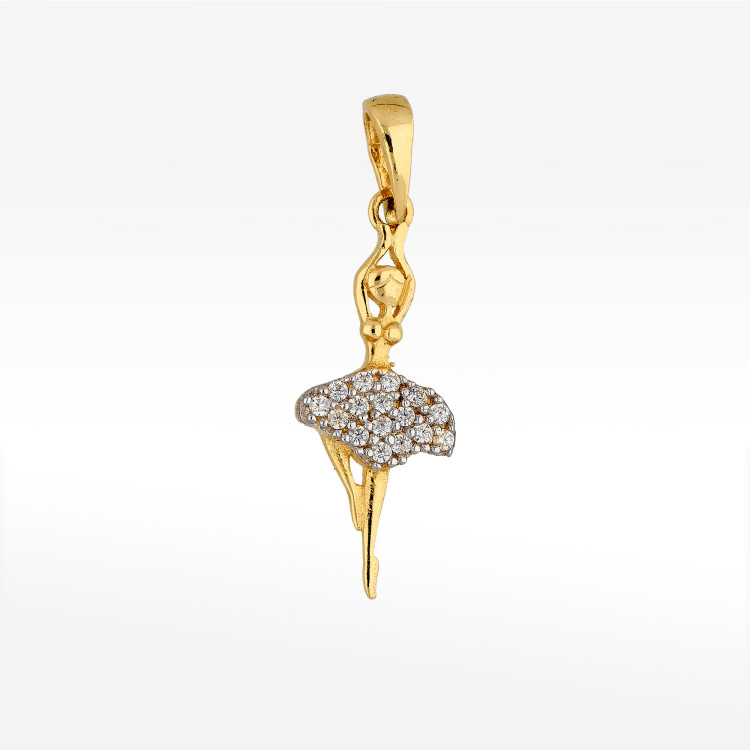 Zawieszka ze złota baletnica z cyrkoniami